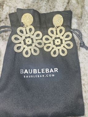 BaubleBar Gold Floral Filigree Drop Earrings